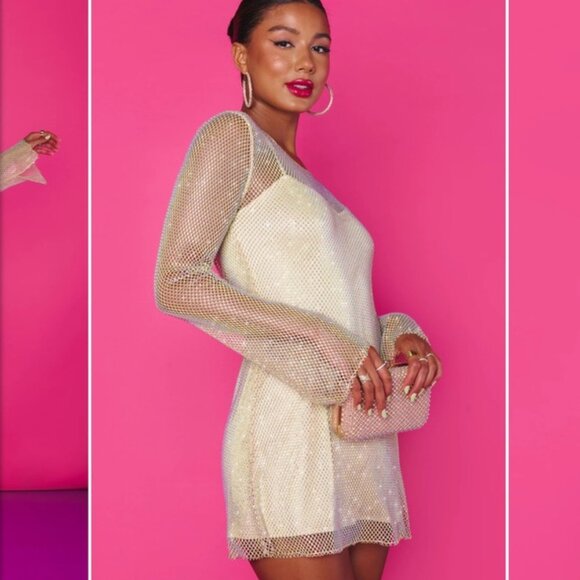 Show Me Your Mumu Iconic Mini in Nude Glitz Size XS Evening Cocktail NWOT - Picture 7 of 8